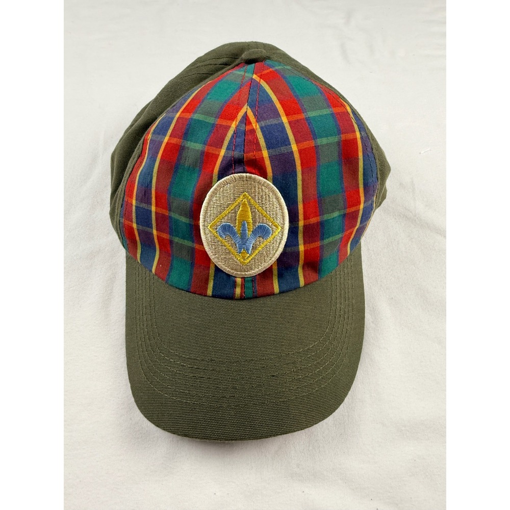 Boy Scouts of America Cub Scout Hat 2012 Plaid Olive Green Youth M/L Adjustable